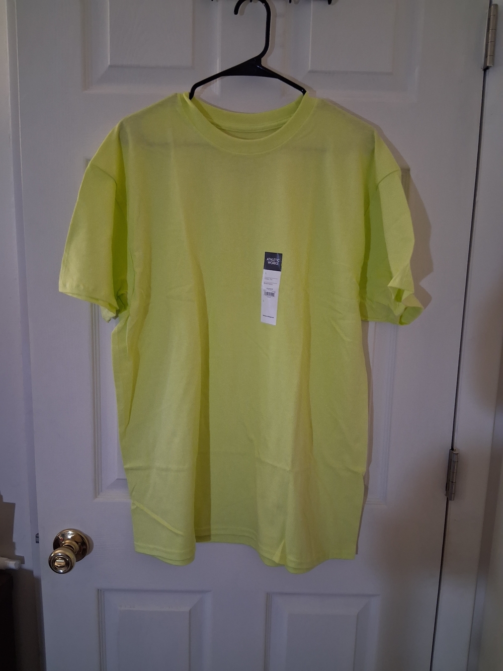 Athletic Works Neon Yellow Short Sleeve Crew Neck T-Shirt